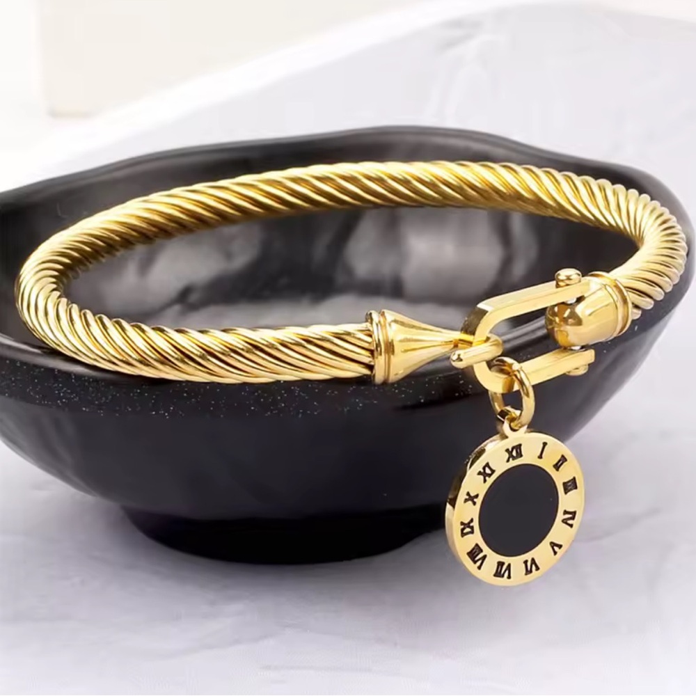 Roman Numeral Stainless Steel Wire Rope Bracelet ✨ Horseshoe Buckle | Women’s